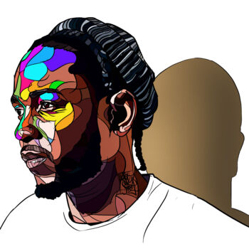 Digitale Kunst getiteld "Kendrick Lamar colo…" door Art De Noé, Origineel Kunstwerk, Digitaal Schilderwerk