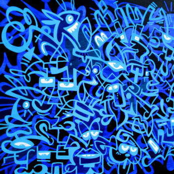 Malerei mit dem Titel "Blue toon" von Art De Noé, Original-Kunstwerk, Acryl