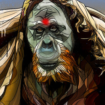 Arte digital titulada "Orangutan" por Art De Noé, Obra de arte original, Pintura Digital
