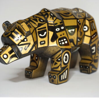 Skulptur mit dem Titel "Gold Bear doodle" von Art De Noé, Original-Kunstwerk, Heimdekor