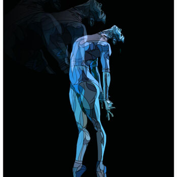 Arts numériques intitulée "Blue soul" par Art De Noé, Œuvre d'art originale, Peinture numérique