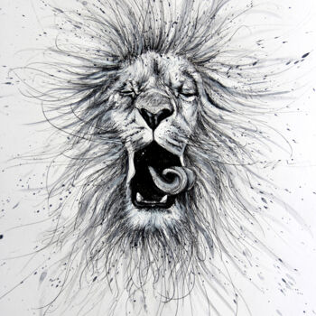 图画 标题为“White Lion” 由Art De Noé, 原创艺术品, 墨