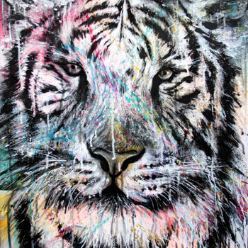Painting titled "Tiger colorful" by Art De Noé, Original Artwork, Acrylic