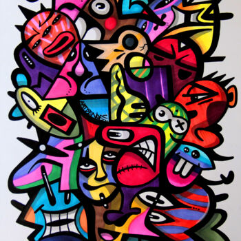 Drawing titled "Crazy toons" by Art De Noé, Original Artwork, Ink