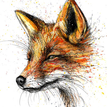 Drawing titled "Fox look" by Art De Noé, Original Artwork, Ink