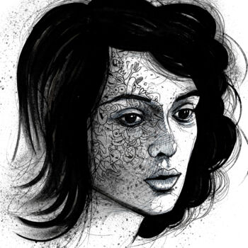 Dessin intitulée "Young Winona" par Art De Noé, Œuvre d'art originale, Encre