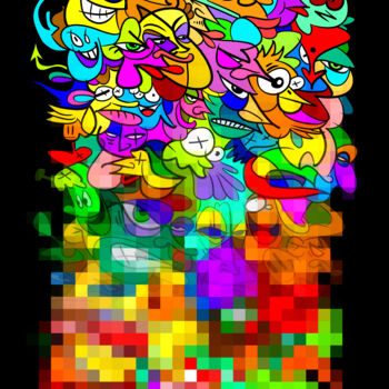 Цифровое искусство под названием "Doodle pixl" - Art De Noé, Подлинное произведение искусства, Цифровая живопись