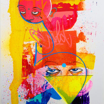 Tekening getiteld "Wild mask" door Art De Noé, Origineel Kunstwerk, Acryl