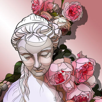 Digitale Kunst getiteld "Roses" door Art De Noé, Origineel Kunstwerk, Digitaal Schilderwerk