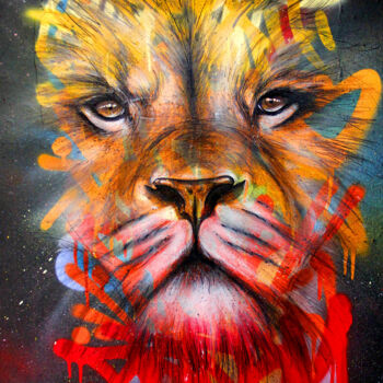 Peinture intitulée "Wild Lion" par Art De Noé, Œuvre d'art originale, Acrylique