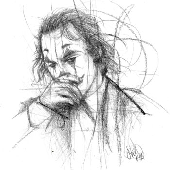 Drawing titled "Joker" by Art De Noé, Original Artwork, Pencil