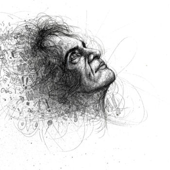 Dessin intitulée "Joaquin Phoenix" par Art De Noé, Œuvre d'art originale, Encre