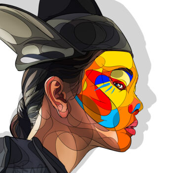 Digital Arts titled "Yellow mask" by Art De Noé, Original Artwork, Digital Painting