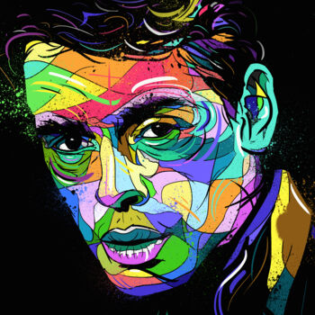 Artes digitais intitulada "Jacques Brel en cou…" por Art De Noé, Obras de arte originais, Pintura digital