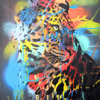 Painting titled "Cheetah colorful" by Art De Noé, Original Artwork, Acrylic