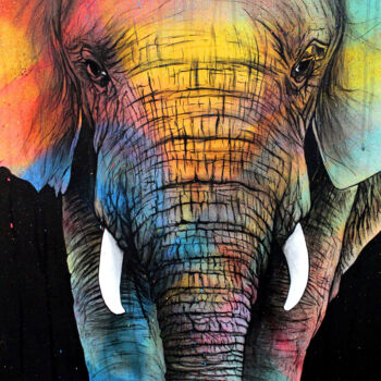 Peinture intitulée "Elephant color" par Art De Noé, Œuvre d'art originale, Acrylique