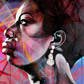 Malerei mit dem Titel "Nina Simone" von Art De Noé, Original-Kunstwerk, Acryl