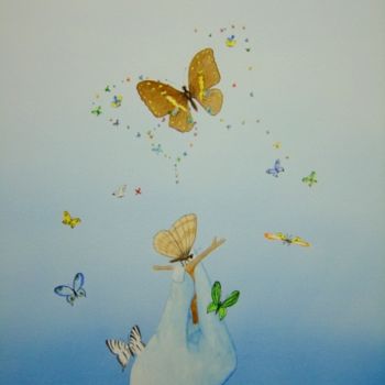 Malerei mit dem Titel "effet papillon 2" von Noël Barbot, Original-Kunstwerk