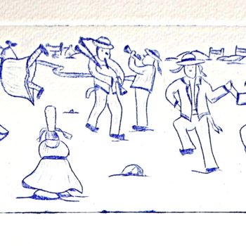 Gravures & estampes intitulée "Rondes et gavottes" par Noël Barbot, Œuvre d'art originale