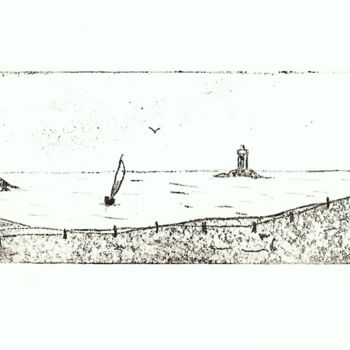 Gravures & estampes intitulée "La pointe du Raz" par Noël Barbot, Œuvre d'art originale, Gravure