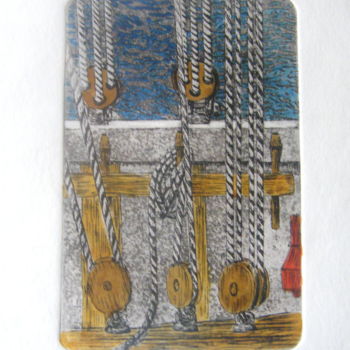 Gravures & estampes intitulée "cordages.jpg" par Noël Barbot, Œuvre d'art originale, Eau-forte