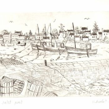 Gravures & estampes intitulée "petit-port.jpg" par Noël Barbot, Œuvre d'art originale, Gravure