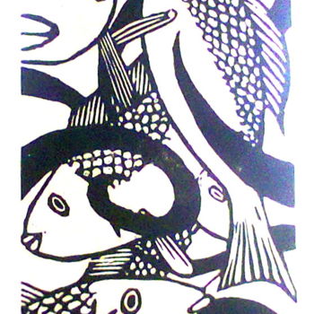 Printmaking titled "reve-de-pecheur.jpg" by Noël Barbot, Original Artwork, Xylography