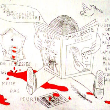 Gravures & estampes intitulée "charliberté" par Noël Barbot, Œuvre d'art originale, Gravure