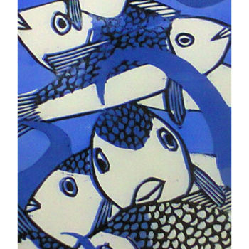 Gravures & estampes intitulée "reve-bleu-de-pecheu…" par Noël Barbot, Œuvre d'art originale, Xylographie