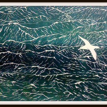 Printmaking titled "l-albatros.jpg" by Noël Barbot, Original Artwork, Linocuts