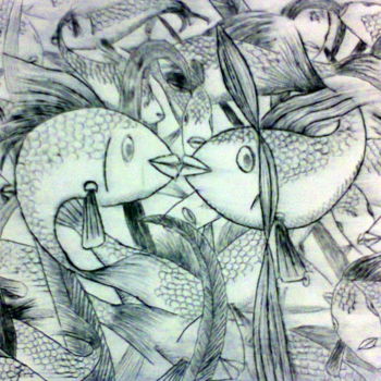 Printmaking titled "Kissing" by Noël Barbot, Original Artwork, Engraving
