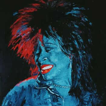 Peinture intitulée "Tina turner" par Noelle Huin, Œuvre d'art originale, Huile Monté sur Châssis en bois