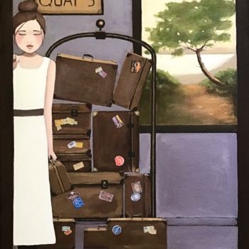 Malerei mit dem Titel "Le départ d’Emilie…" von Noëlle Lassailly, Original-Kunstwerk, Acryl