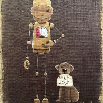 Malerei mit dem Titel "Help us !!! - 1197" von Noëlle Lassailly, Original-Kunstwerk, Acryl