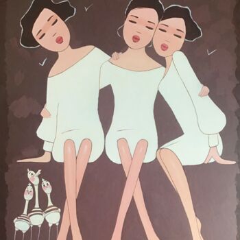 Painting titled "Constance, Aimée, L…" by Noëlle Lassailly, Original Artwork, Acrylic Mounted on Wood Stretcher frame