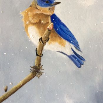 Malarstwo zatytułowany „L'oiseau bleu” autorstwa Noëlle Lassailly, Oryginalna praca, Akryl