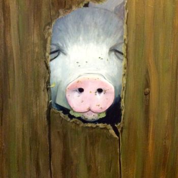 Peinture intitulée "Le cochon" par Noëlle Lassailly, Œuvre d'art originale, Acrylique