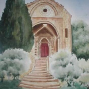 Painting titled "Chapelle Romane Sai…" by Noelle Olive, Original Artwork