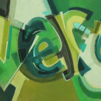 Ζωγραφική με τίτλο "En vert et contre t…" από Noelle Poupardin, Αυθεντικά έργα τέχνης, Παστέλ