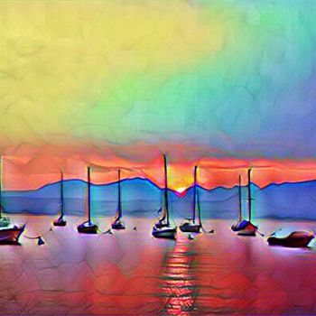 Fotografia intitolato "Boat on colours" da Noelle9, Opera d'arte originale