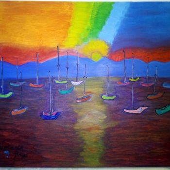 Pittura intitolato "Colors boats" da Noelle9, Opera d'arte originale