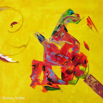 Peinture intitulée "Envol du peuplier" par Noëlle Le Dréau, Œuvre d'art originale, Acrylique