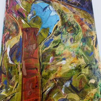 Peinture intitulée "L'Arbre à Perroquets" par Noëlle Le Dréau, Œuvre d'art originale, Autre