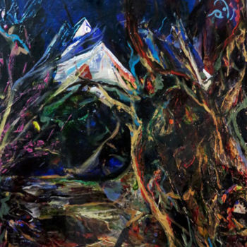 Peinture intitulée "Forêt au pied de l'…" par Noëlle Le Dréau, Œuvre d'art originale