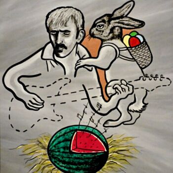 Schilderij getiteld "Frank Zappa – “Wate…" door Noël Van Hoof, Origineel Kunstwerk, Aquarel