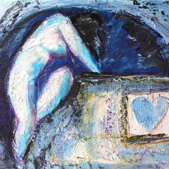 Painting titled "Cuore Azzurro" by Noemi Bolzi, Original Artwork, Acrylic
