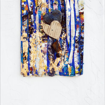 Painting titled "Due cuori a galla" by Noemi Bolzi, Original Artwork, Acrylic Mounted on Wood Panel
