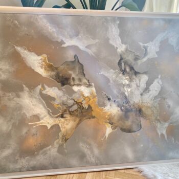 Painting titled "Clair de lune" by Noémie Cheramy, Original Artwork, Acrylic Mounted on Wood Stretcher frame