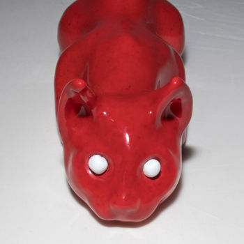 Sculpture titled "EyesCat RW" by Luca Negro, Original Artwork, Ceramics