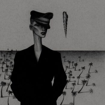 Dessin intitulée "Le Commandant Monol…" par Noir, Œuvre d'art originale, Graphite